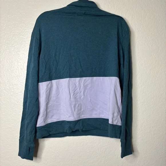 Pact Studio Quarter Zip Lightweight Sweater Green Grape Leaf/Wild Orchid Medium - Picture 5 of 5